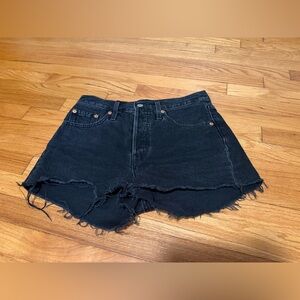 Levi's Black Denim Frayed Shorts